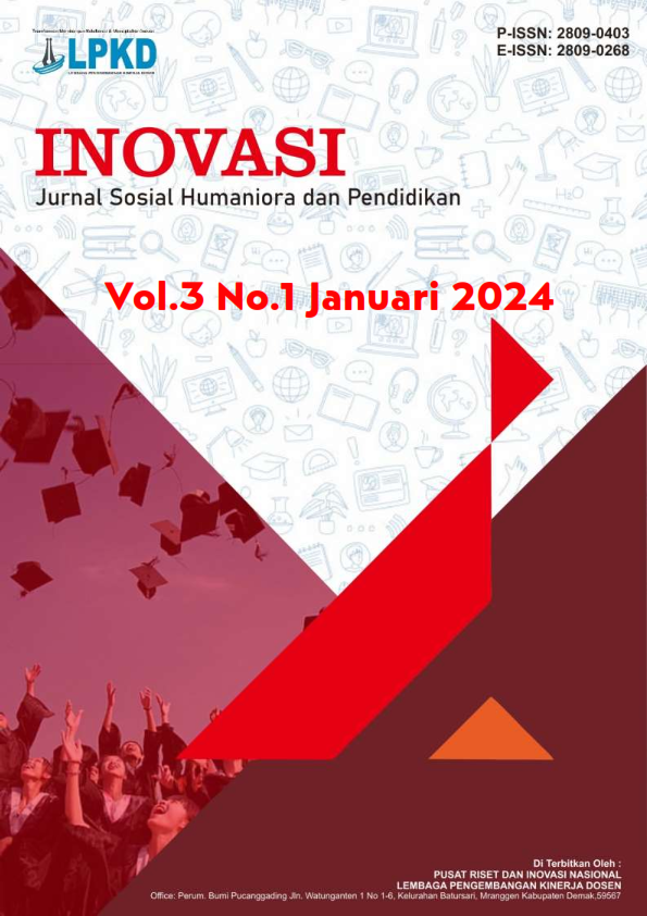 					View Vol. 3 No. 1 (2024): Januari : Inovasi : Jurnal Sosial Humaniora dan Pendidikan
				