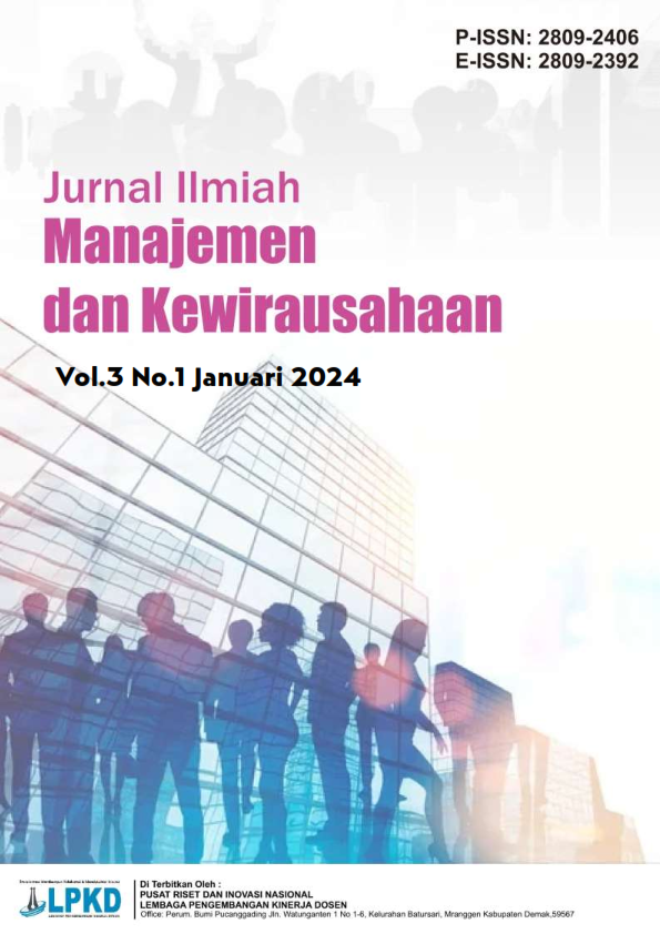 					View Vol. 3 No. 1 (2024): Januari : Jurnal Ilmiah Manajemen dan Kewirausahaan
				